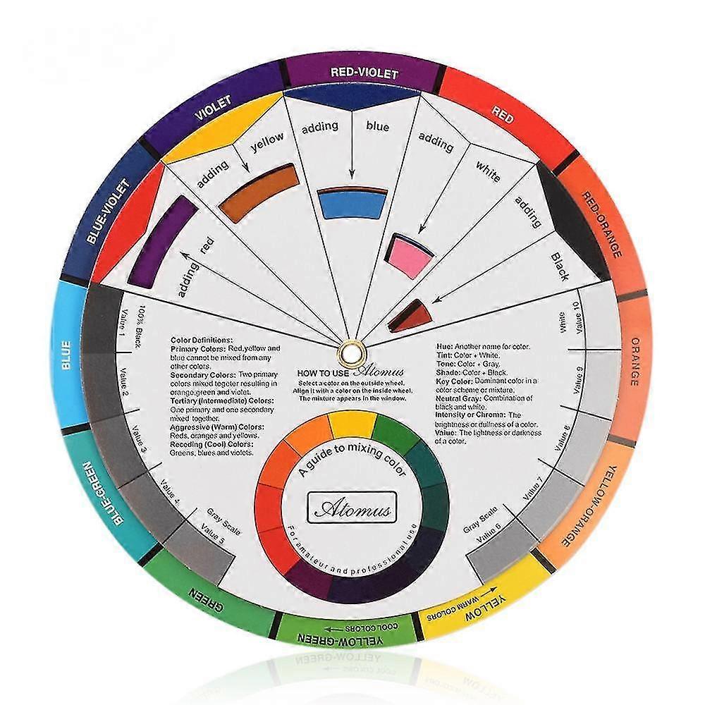 9.0 Inch/23cm Creative Color Wheel, Paint Mixing Learning Guide Art Class Teaching Tool For Makeup Blending Board Chart Color Mixed Guide Mix Colours