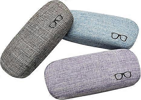 3Pack Hard Shell Eyeglasses Case Protector Linen Fabrics Large Glasses Case Concise