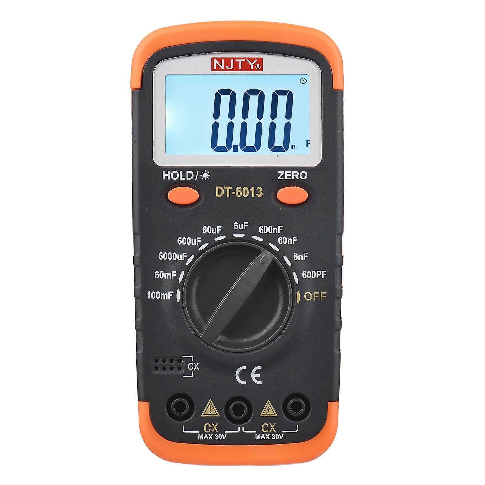 NJTY Digital Capacitance Meter with LCD Backlight Display 600pF to 100mF High Accuracy 6000 Counts Capacitor Tester Kit