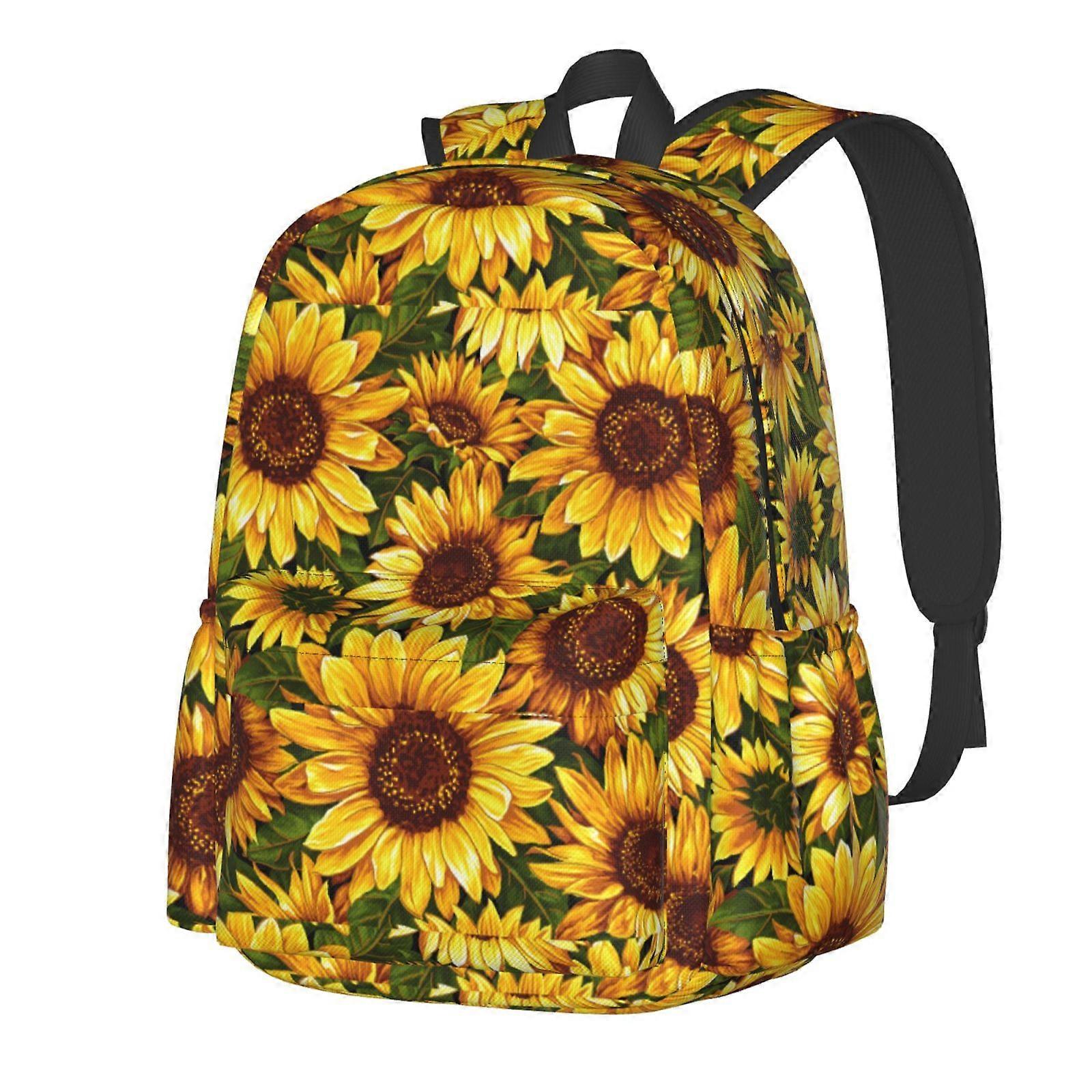 Sunflower Patterns Backpack,Large Capacity Travel Backpack,Laptop Backpack,Water Resistant Backpack For Women Men