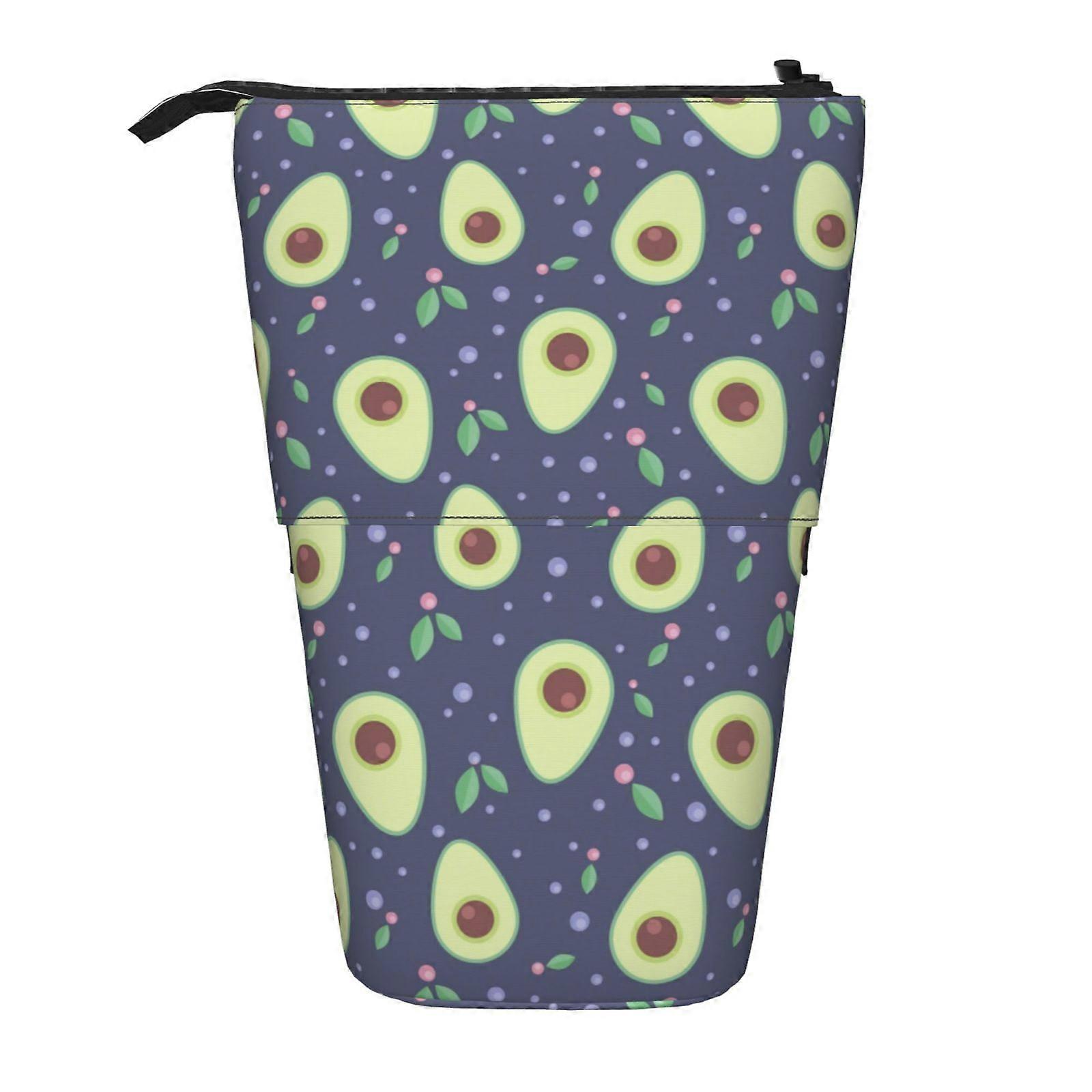 لطيف الأفوكادو نمط مقلمة الوقوف حقيبة قلم رصاص تلسكوبي مقلمة مع سحاب حقيبة ماكياج المحمولة