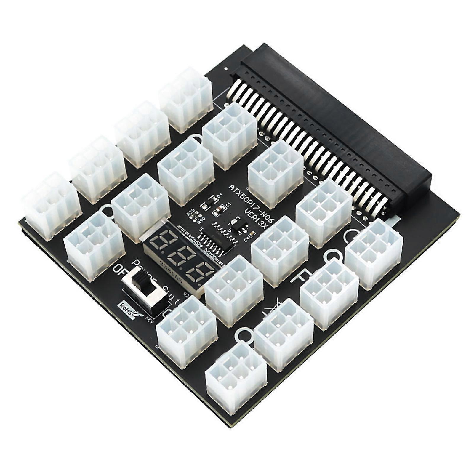 PSU GPU Mining Power Supply Breakout Board ATX 50Pins to 17x 6Pins Adapter 12V
