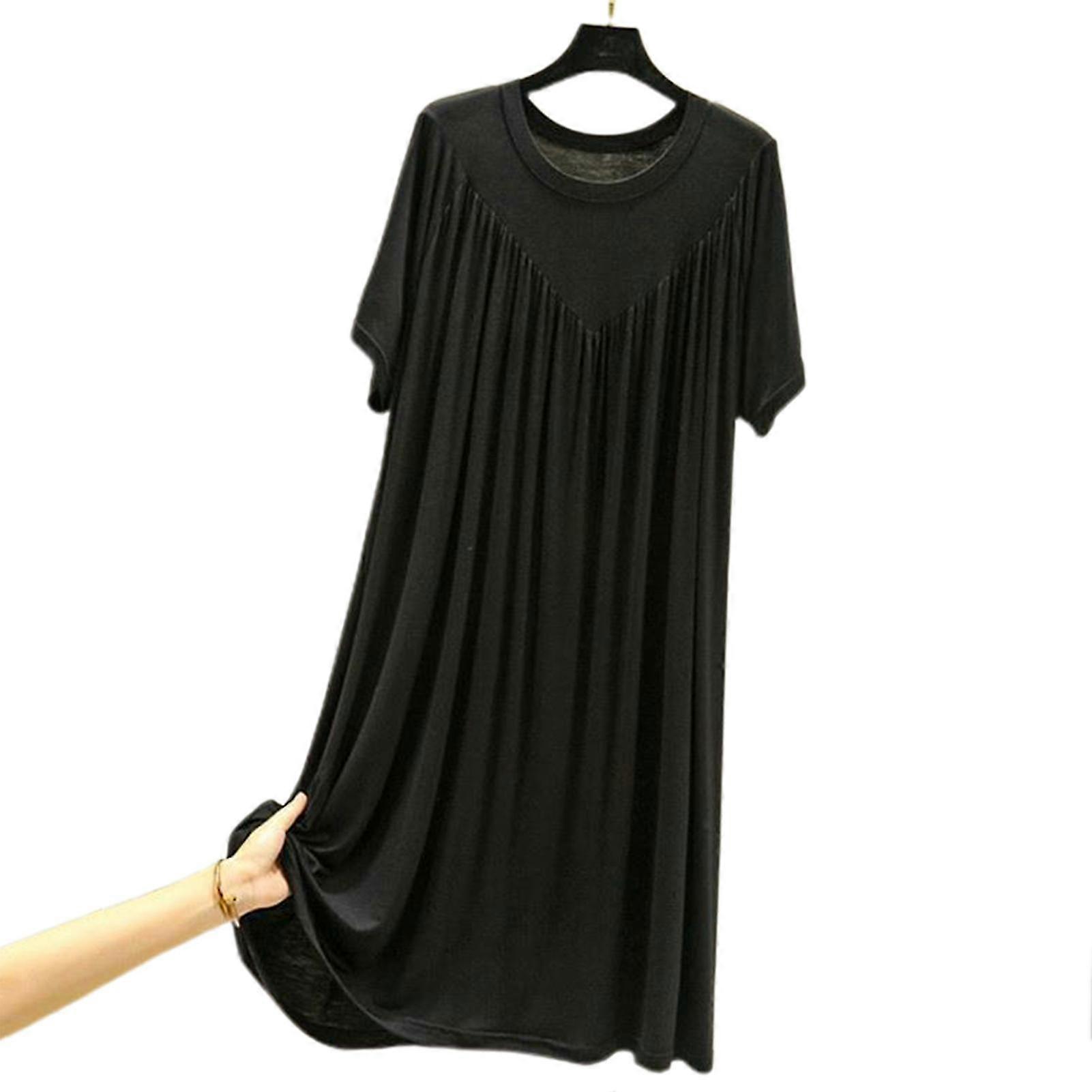 Solid-Color Thin Loose Long Nightgowns Dress for Women Skin-Friendly Relaxing Clothes for Bedroom