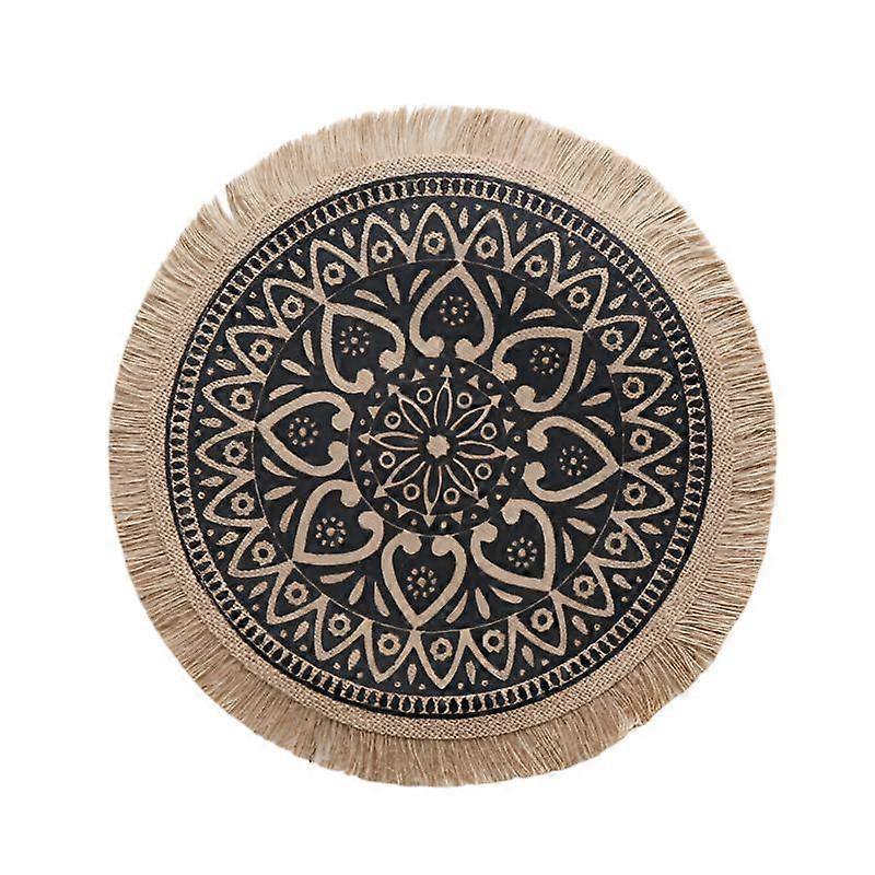 Elosung Bohemian Round Woven | Set Of 5 With Fringe Design Placemats