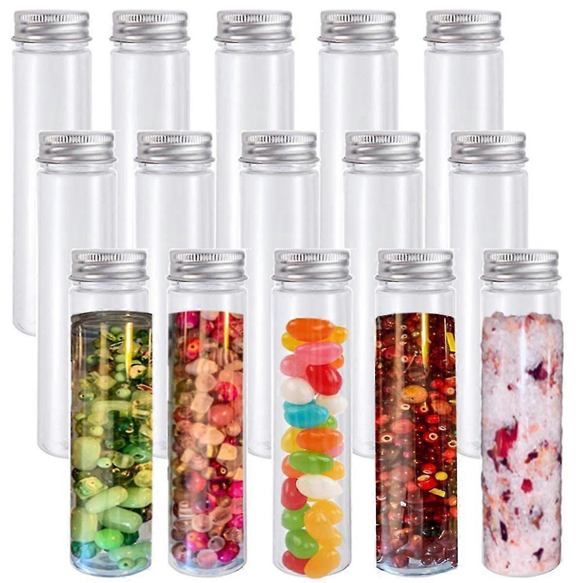 15pcs 110ml Plastic Test Tube,clear Flat Test Tubes,plastic Test Tubes With Screw Caps For Candy,be