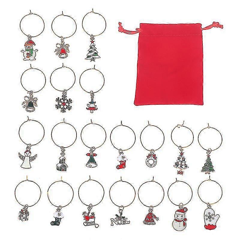 20pcs Noël Marqueurs de verre de vin de Noël Marqueur de boisson de Noël Charms pour les verres à vin