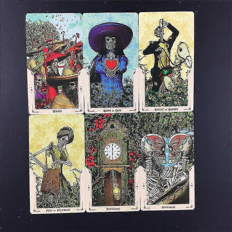 Santa Muerte Tarot Deck with its striking cover art featuring skeletal imagery and vibrant colors