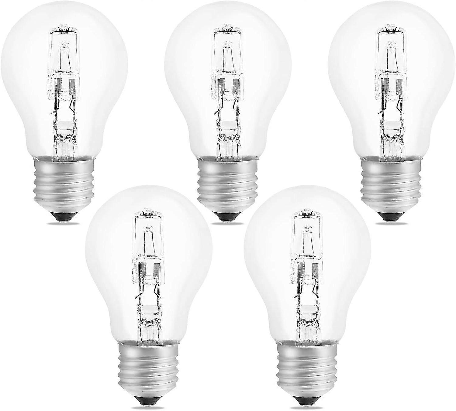 Halogen Bulb E27 A55 42W Dimmable, AC220-240V, 650LM Warm White 2700K, Transparent E27 Halogen Globe Bulb, Pack of 5