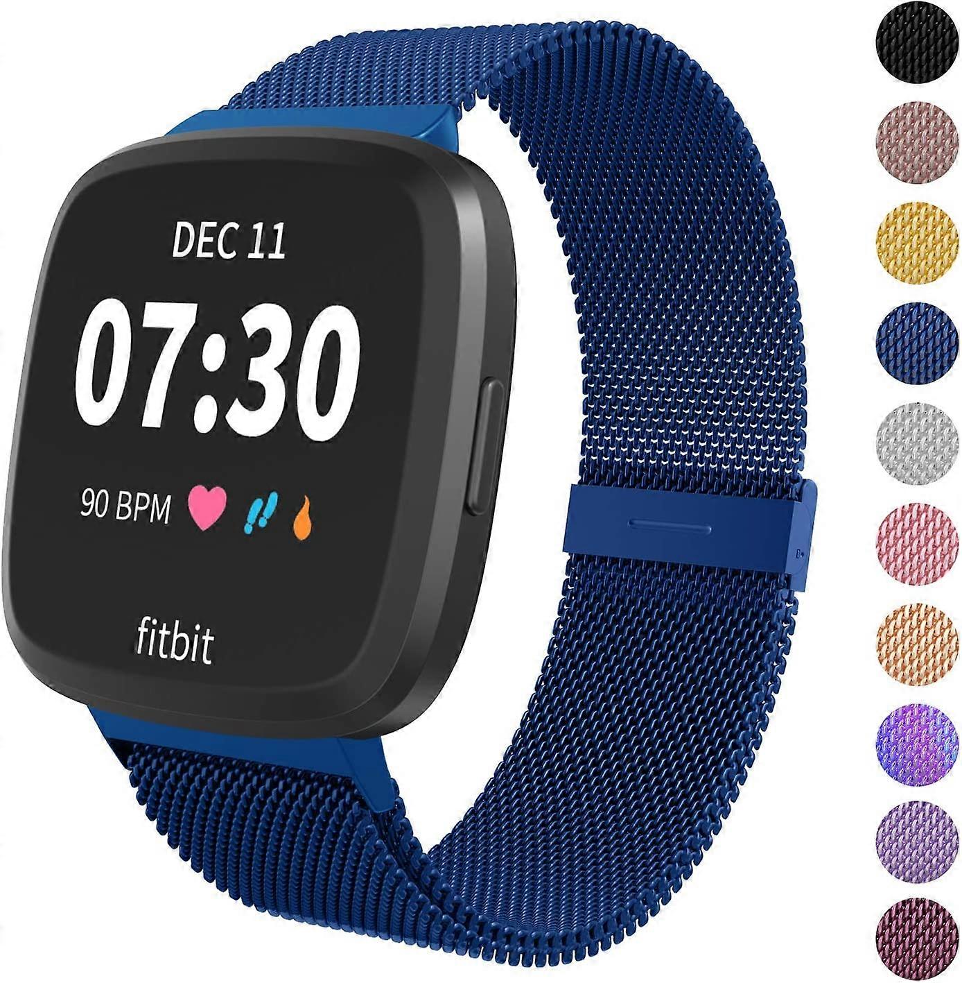 Metal Adjustable Replacement Wristband Magnetic Bands Compatible with Fitbit Versa/Versa 2/Versa Lite/SE, Multi-Color