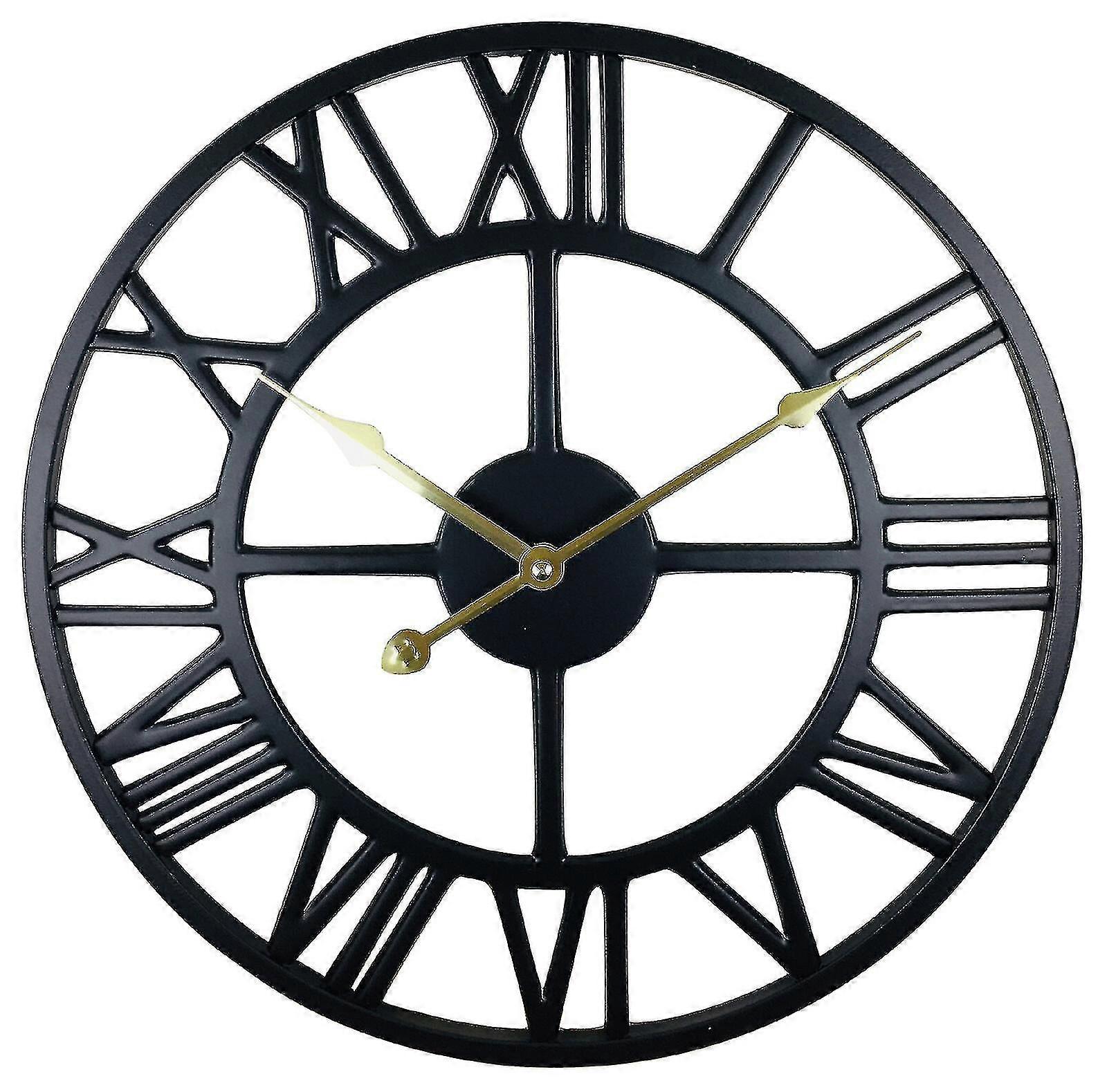 Black Metal Roman Numeral Wall Clock