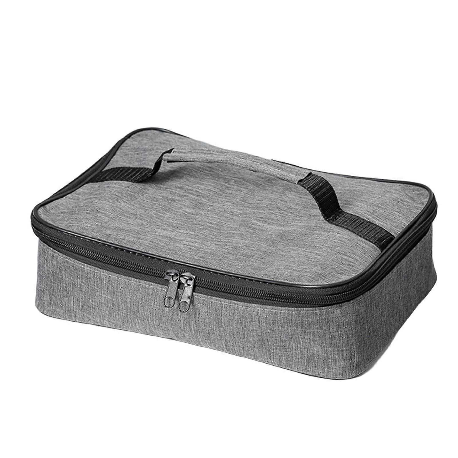 Bento Bag with Handle Double Zipper Waterproof Rectangle Portable Thermal Lunch Box Pouch Daily Use QingHai