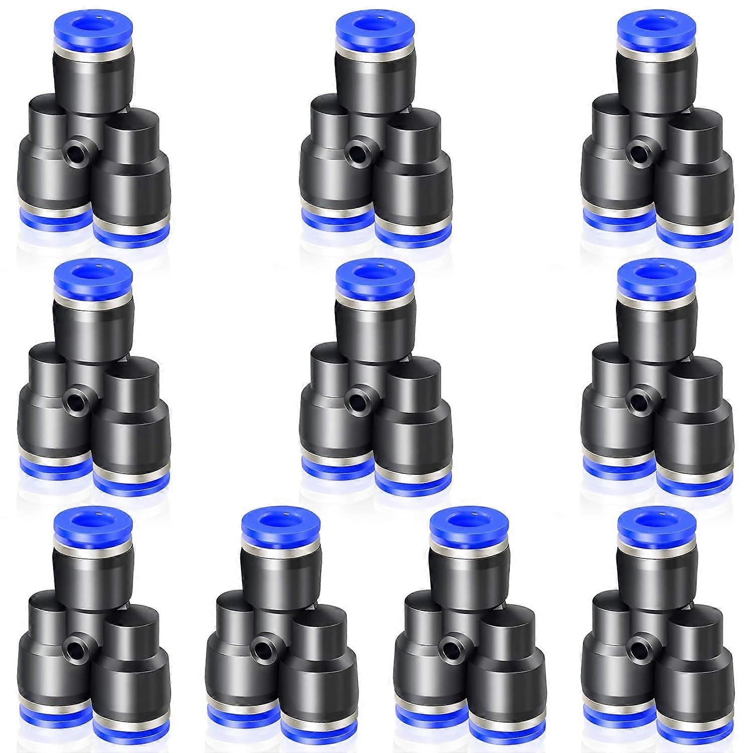 Pneumatic 10mm OD Y Diverter Plastic Push Connect Fitting 3 Way Pipe Connection Push Lock PY10 (Pack of 10)