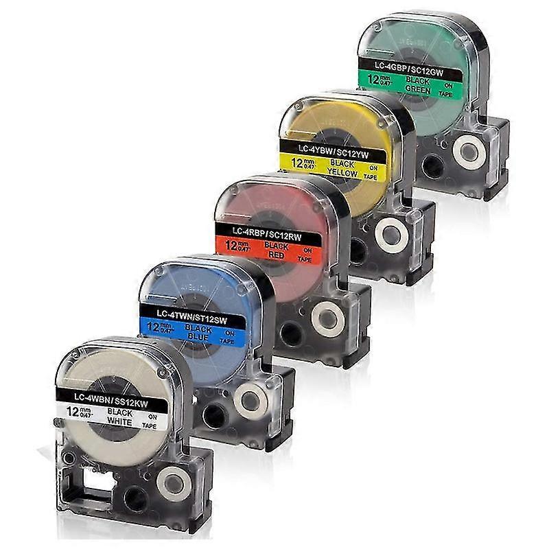 5pcs 12mm Label Maker Tape Label Maker On /red/ /yellow/ Tape For /jim Printer