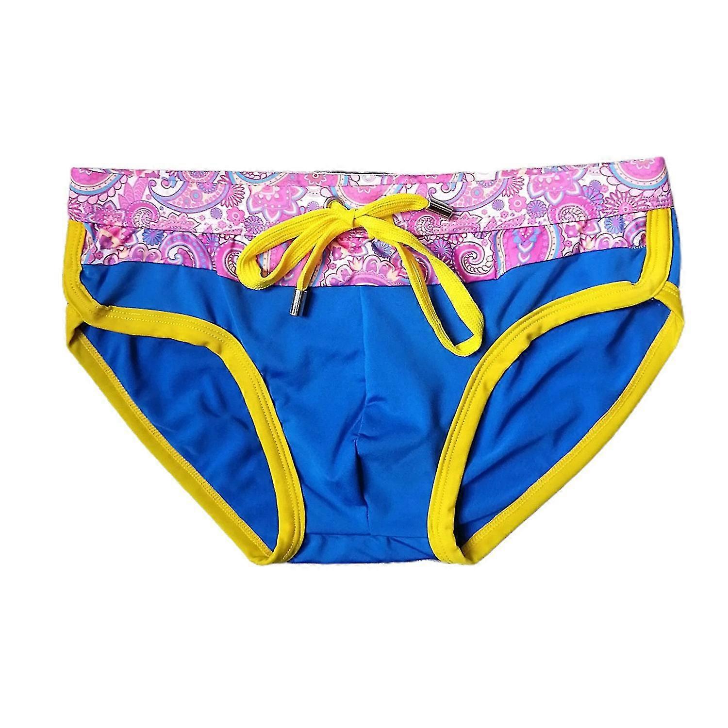 Swimming Trunks Drawstring Breathable Beachwear Low Waist Contrast Color Brief Men Swimwear for Hot