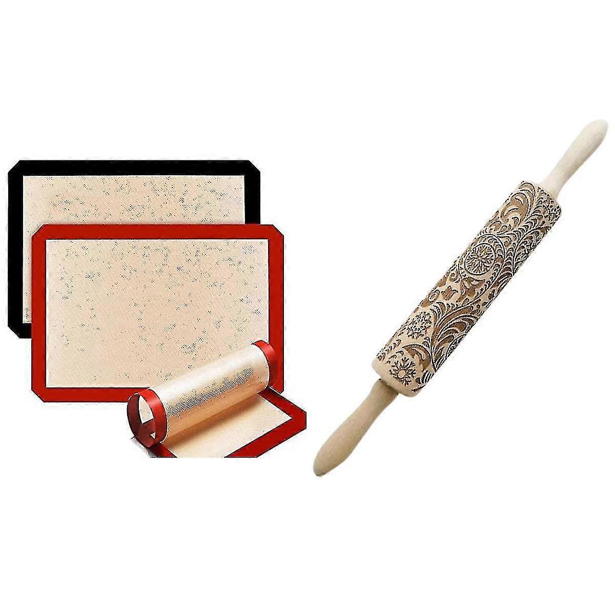 Pattern Printing Rolling Pin Engraving Embossed Biscuit Dough