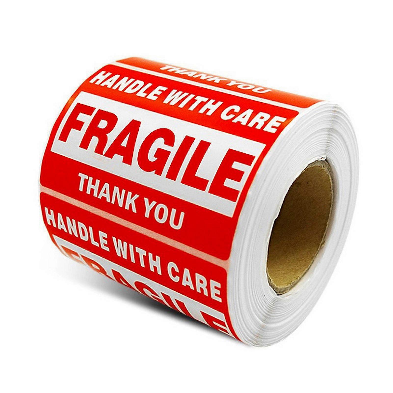 500Pcs/Roll Fragile Label Sticker Red White Handle with Care Fragile Thank You Self-adhesive Rectangle Package Box Shipping Warning Decal Kit
