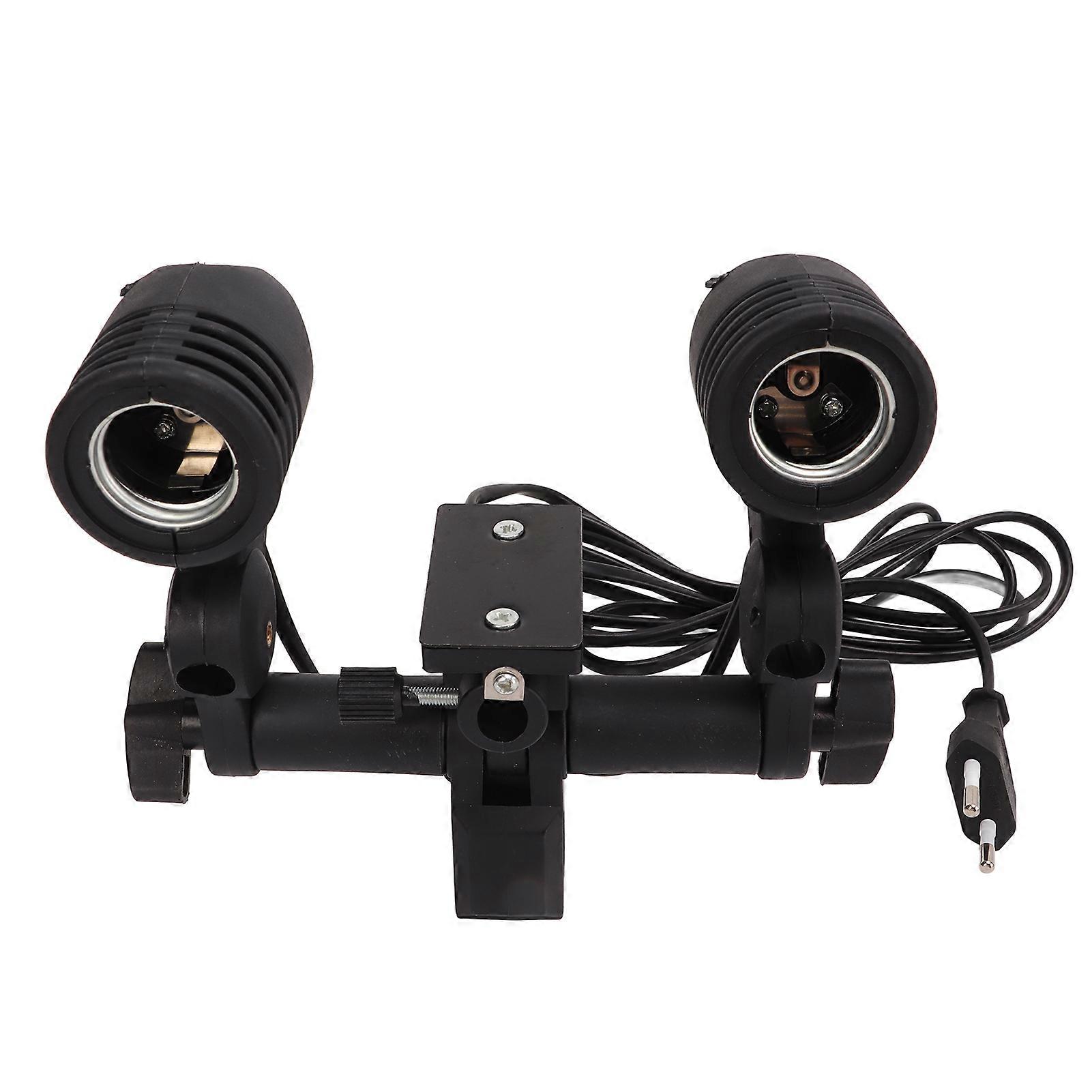 Double Head Photography Studio E27 Socket Bulb Holder Flash Umbrella Bracket 110V220VEU Plug