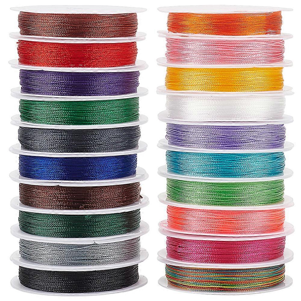 20 Rolls 20 Colors Round Polyester Cord for DIY Jewelry Beading Making Mixed Color 0.4mm about 10.94 Yards(10m)/Roll 1 roll/color