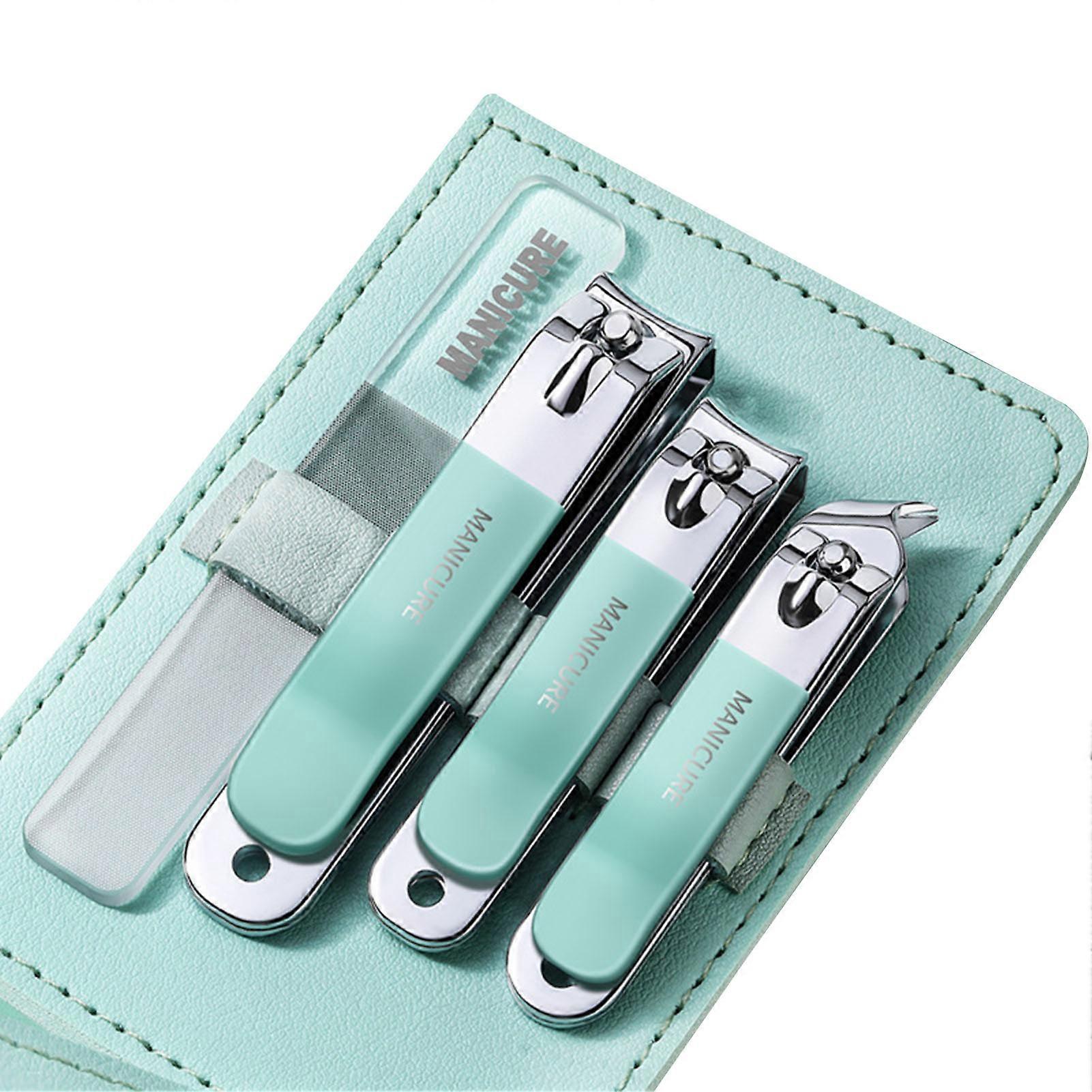 4Pcs/Set Toenail Clippers Fingernail Clipper with Faux Leather Case Sharp Sturdy Curved Edge Professional Stainless Steel Nail Clippers Set Travel Use