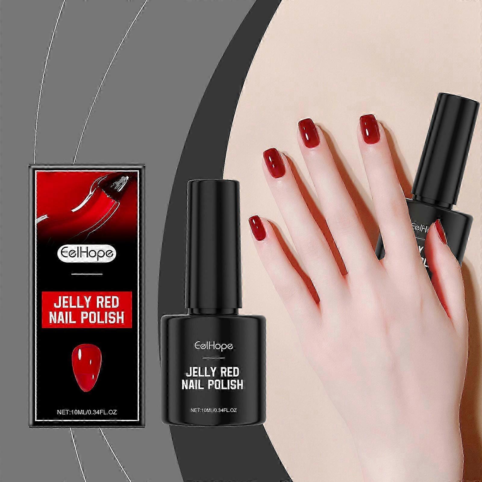 Jelly Red Nail Polish, 10ml Nail Polish Jelly Red, High Color Rendering, Smooth Texture, Quick Drying