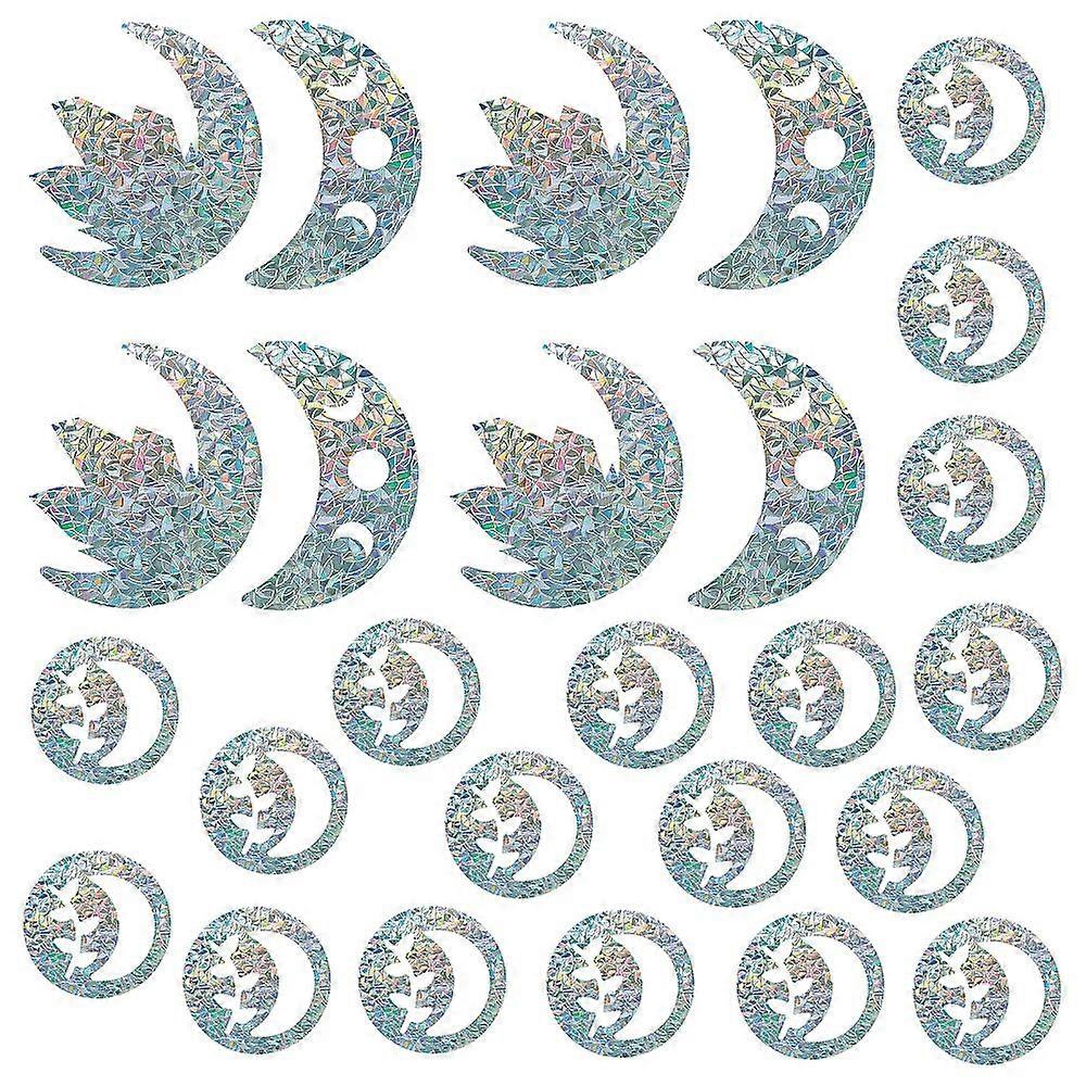 Waterproof PVC Colored Laser Stained Window Film Adhesive Stickers Electrostatic Window Stickers Moon Pattern 350x840mm