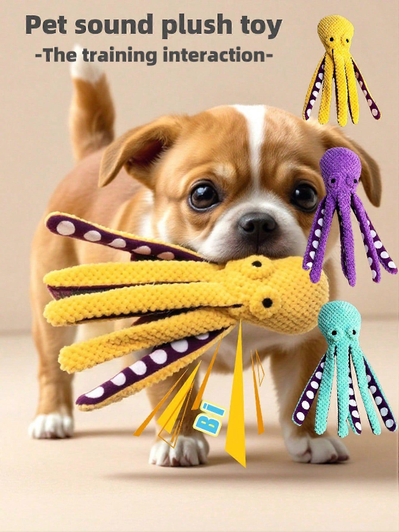 1pc Pet Octopus Plush Toy With Sound And Squeaker, Interactive Chew Toy For Dogs And Cats, Made Of Soft Corduroy Material