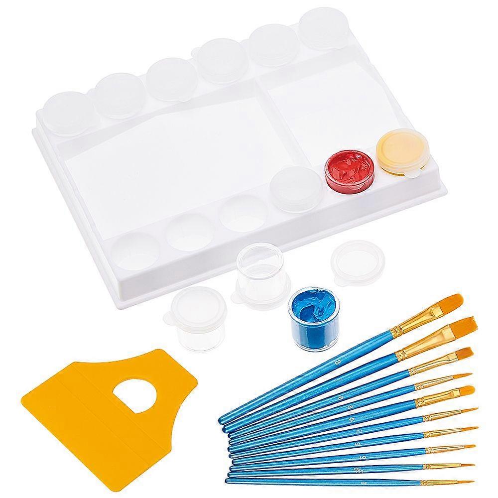 DIY Drawing Pigment Sets with Art Brushes Plastic Scraper Tool & Contour Painting Palettes Mixed Color