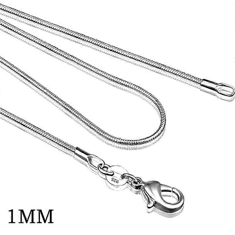 Mode Argent Sterling 925 Timbre Plaqué 925 Serpent Chaîne 1Mm Collier 16 » 18 » 20 » 22 » 24 »