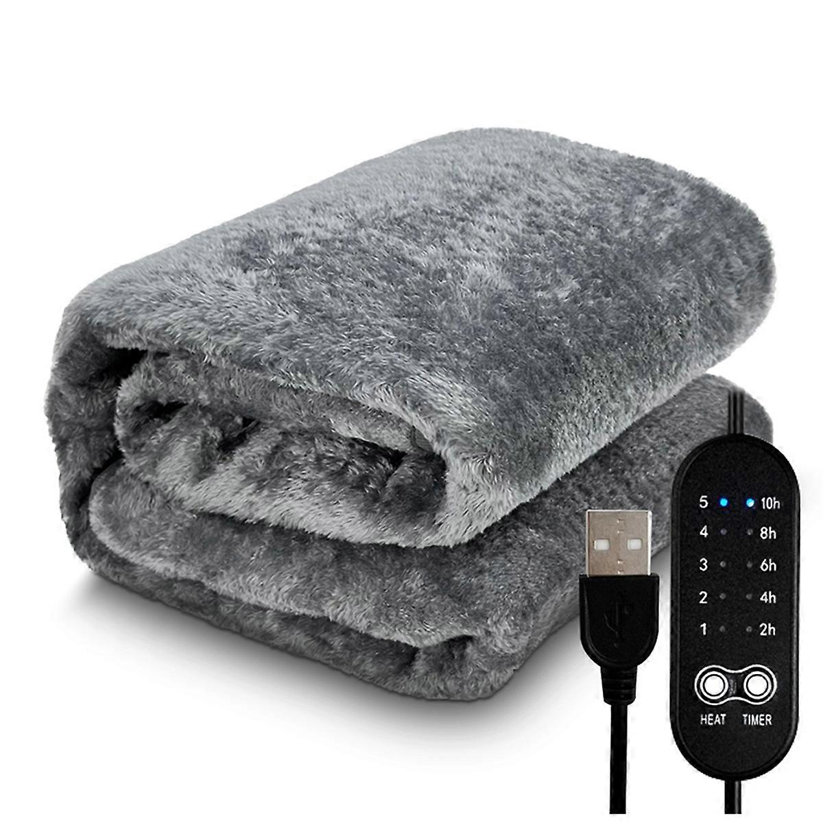 Electric Heating Blanket USB Heater Blanket Plush Winter Warm-Up Adjustable Temperature Timing Heating Pad 150x160cm