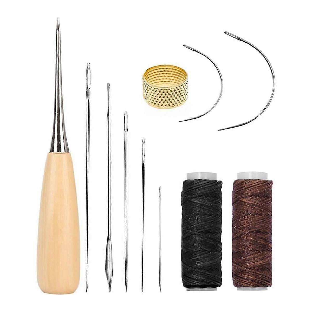 11 Stück Leder Nähwerkzeug Kit, Leder Handwerk Nähen Nähset für DIY Crafts Canvas Leder Re