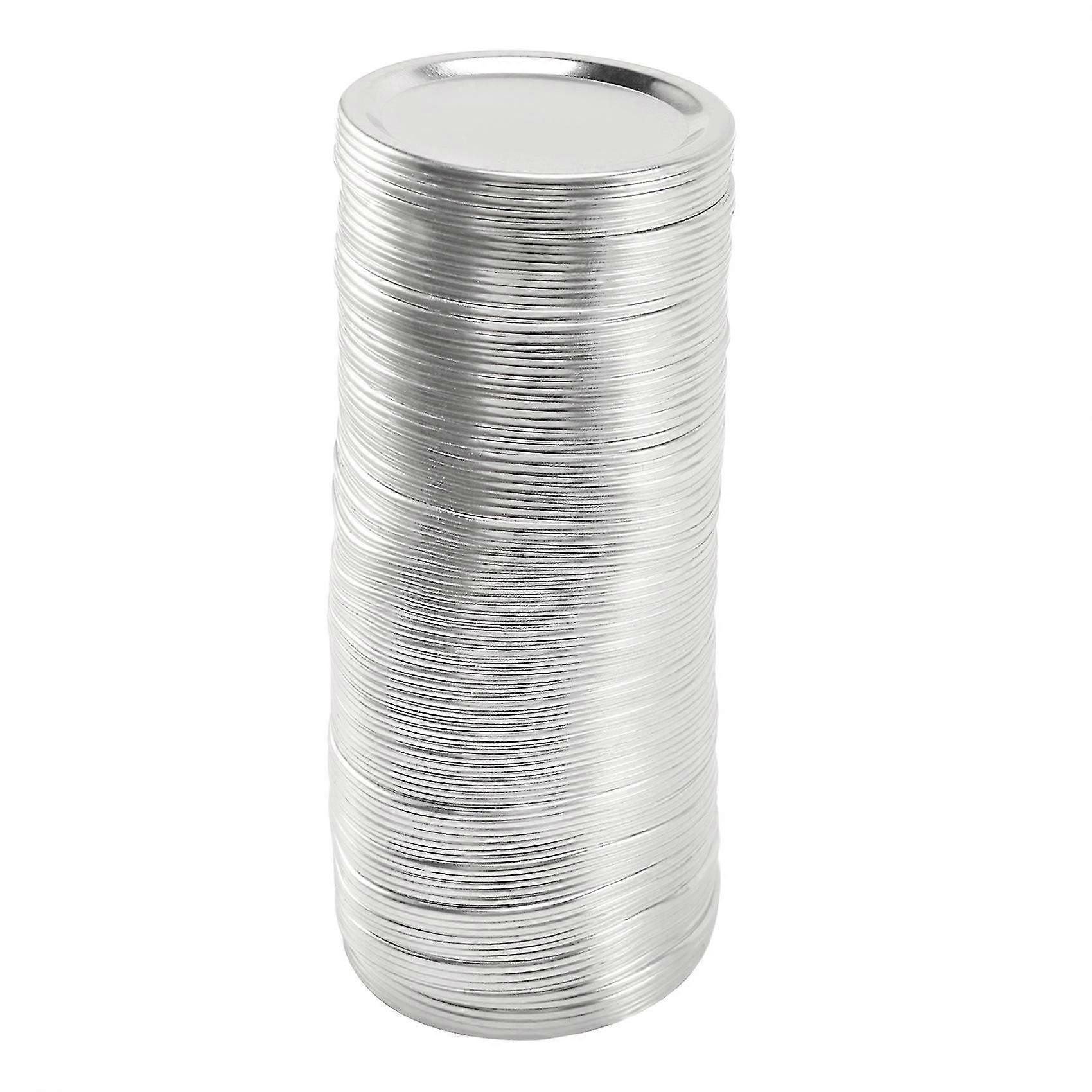 100 pcs bouche régulière 70mm Mason Jar couvercles de mise en conserve, couvercles réutilisables étanches de type fendu en argent avec