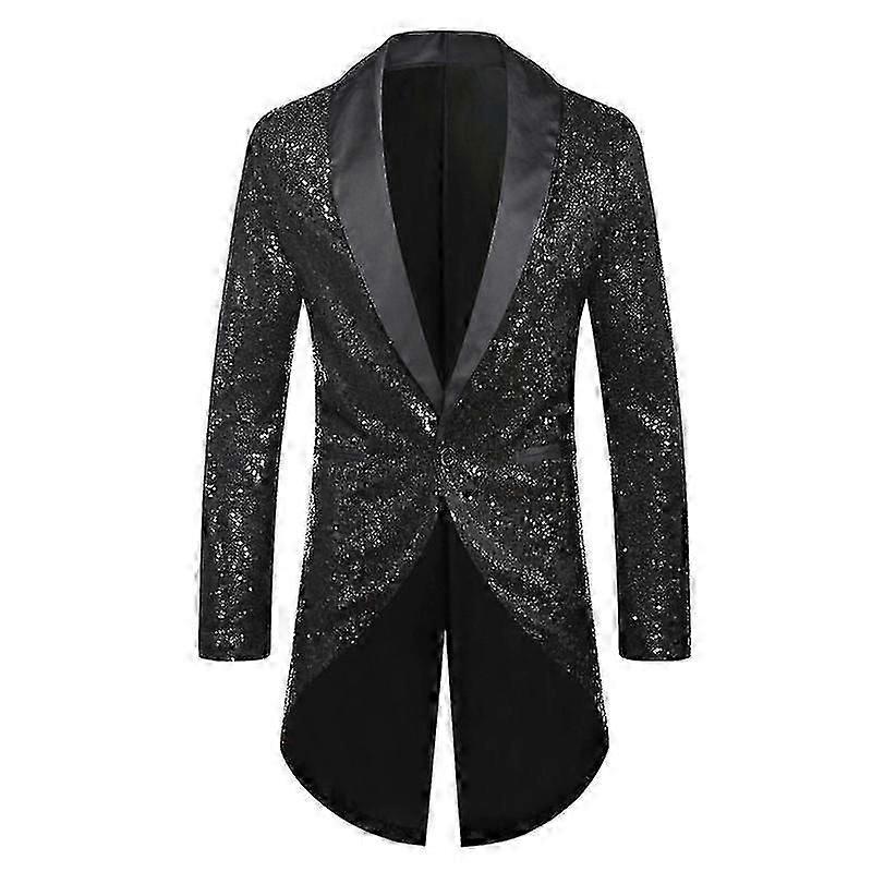 Hommes Sequin Tuxedo Queue de Pie Costume Queue D'hirondelle Blazer Veste Robe Formelle Manteau yw
