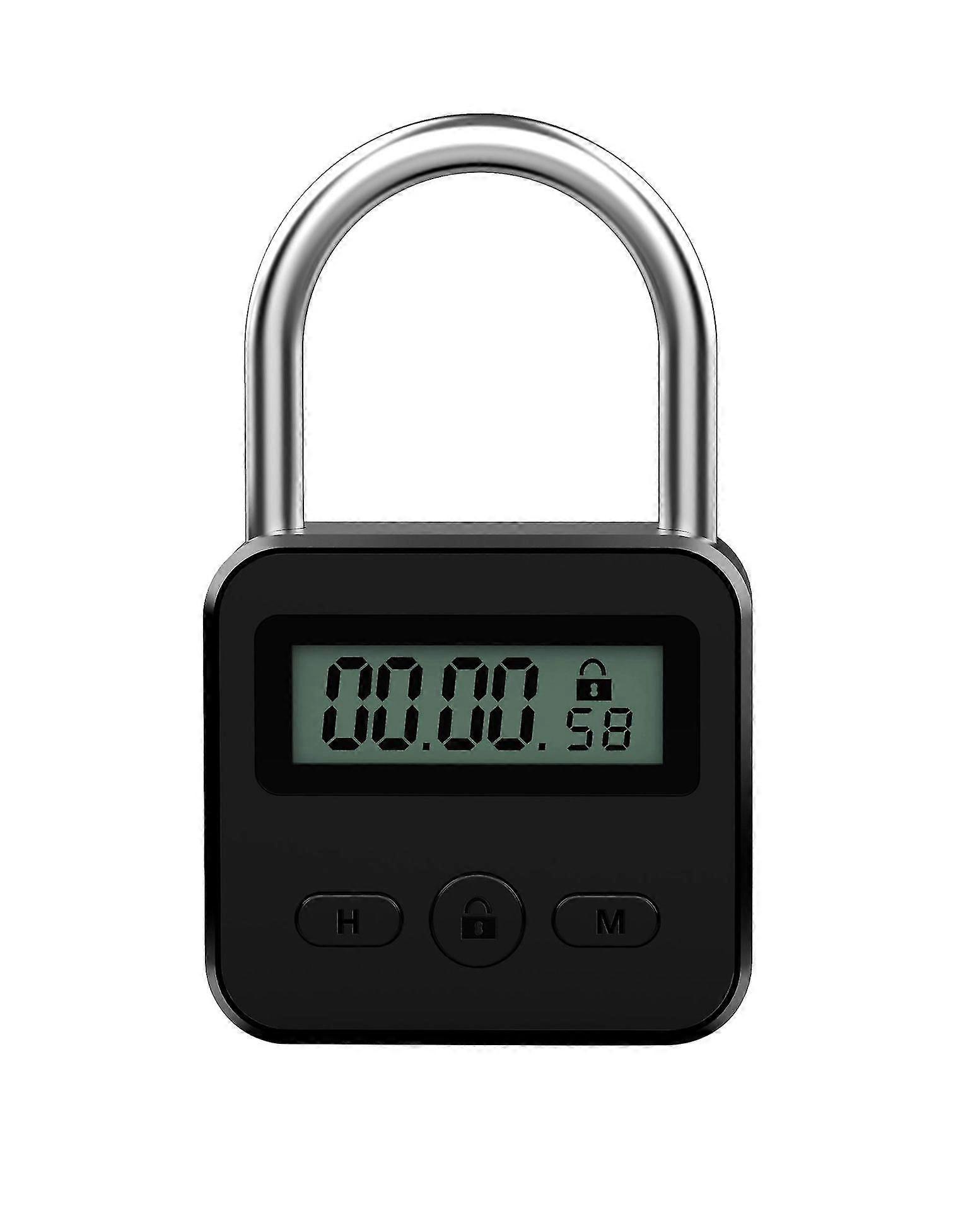 Neue Modelle Smart Time Lock, Max 99 Stunden Zeitschloss mit LCD-Display Multifunktions-Elektronischer Reisetimer (Metall Schwarz)