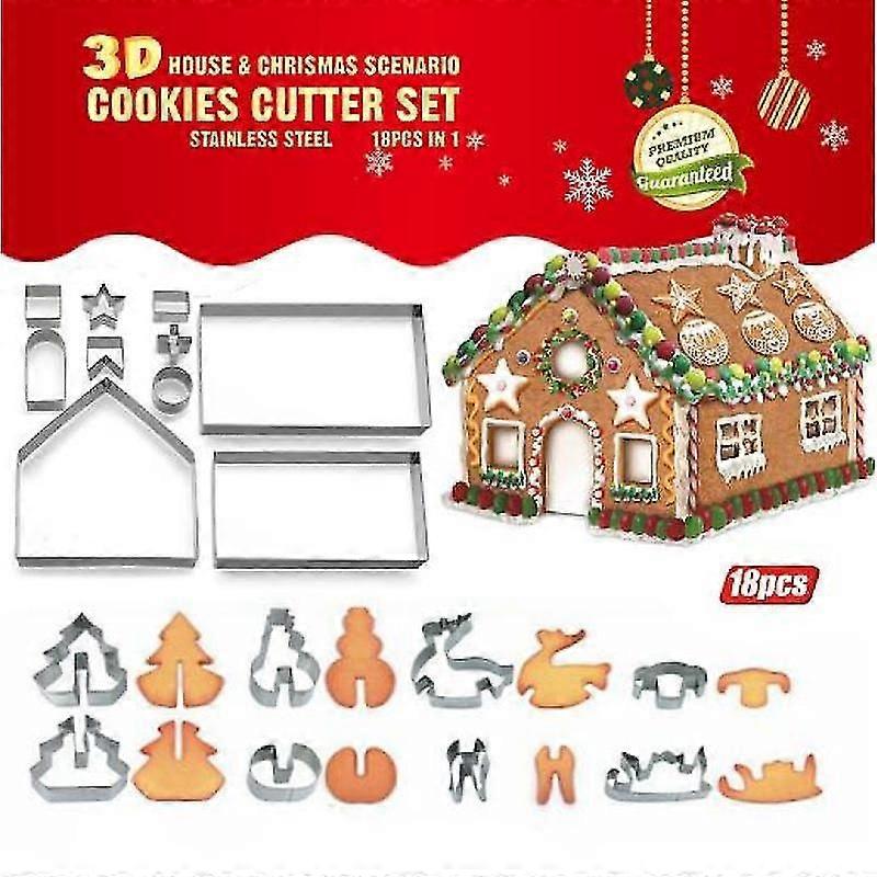 18 Pieces Cookie Cutters Christmas Cookie Molds Set Baking Pan Various Shapes For Baking Cookies Cakes (cookie Cutters For Christmas),2554