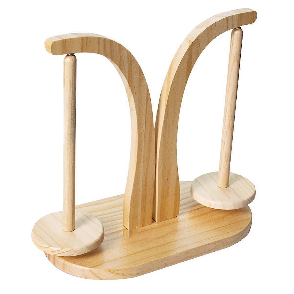 Wooden rotatable spool rack high performance magnetic suction hand-woven wool rack wooden wool shaft rotating tool