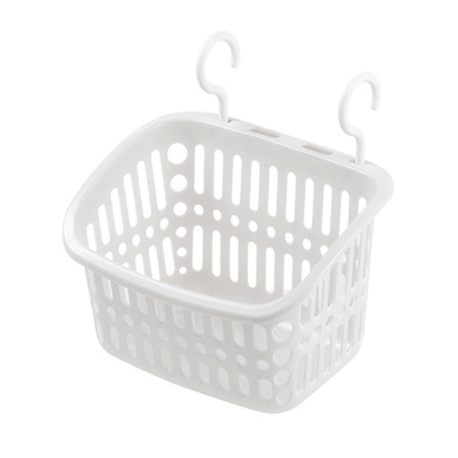 Hanging Plastic Storage Basket Wall Mounted Organizer for Bathroom Kitchen Shower Dorm Room, Durable Space Saving Storage Solution