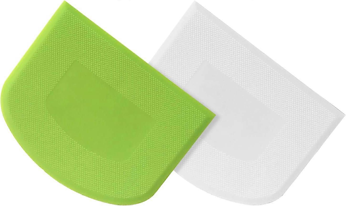 Dough Scraper, Cake Smoother Tool, 2 Pieces Plastic Buttercream Pastry Scraper, Spatulas for Baking Bread