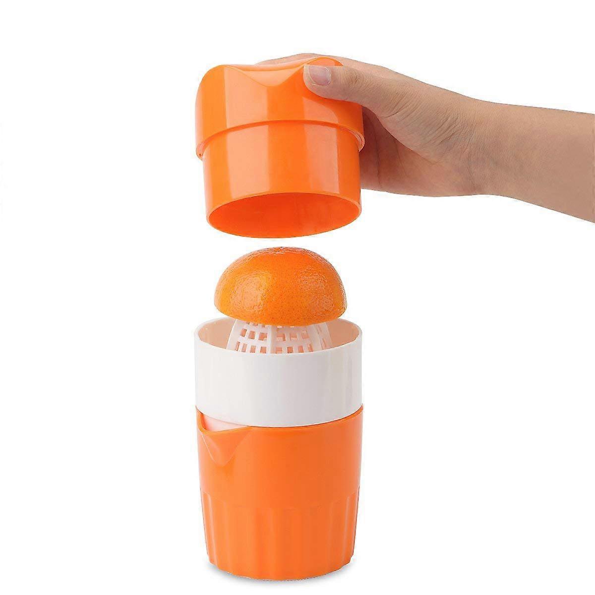Citrus Juicer Lemon Squeezer, Manual Hand Juicer with Strainer and Container, for Lemon,Orange,Lime,Citrus(Orange Color)