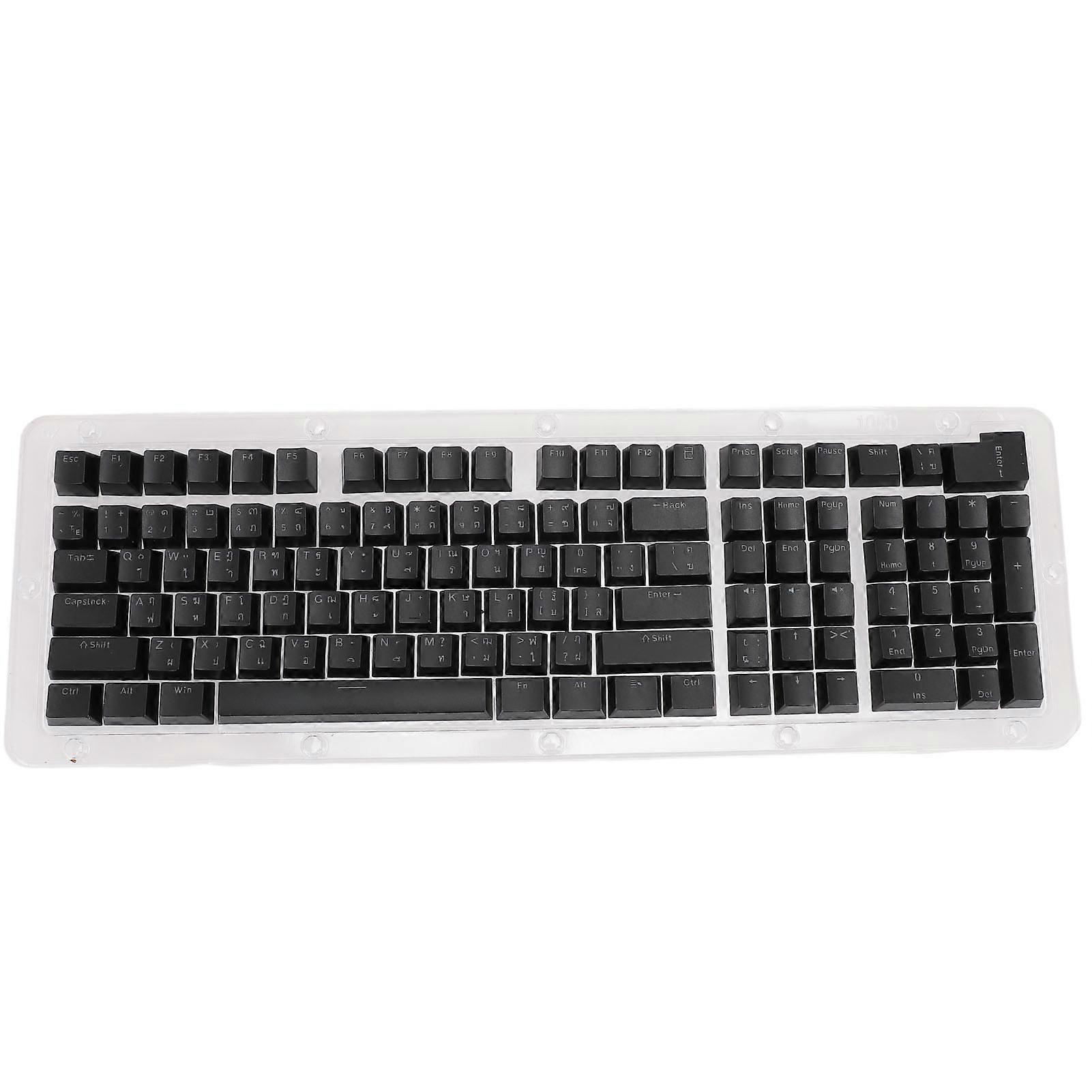Thai Keyboard Keycaps 113 Keys Minimalist Mechanical Keyboard Keycaps for 61 64 68 84 87 96 98 100 104 108 Keys Keyboards Black