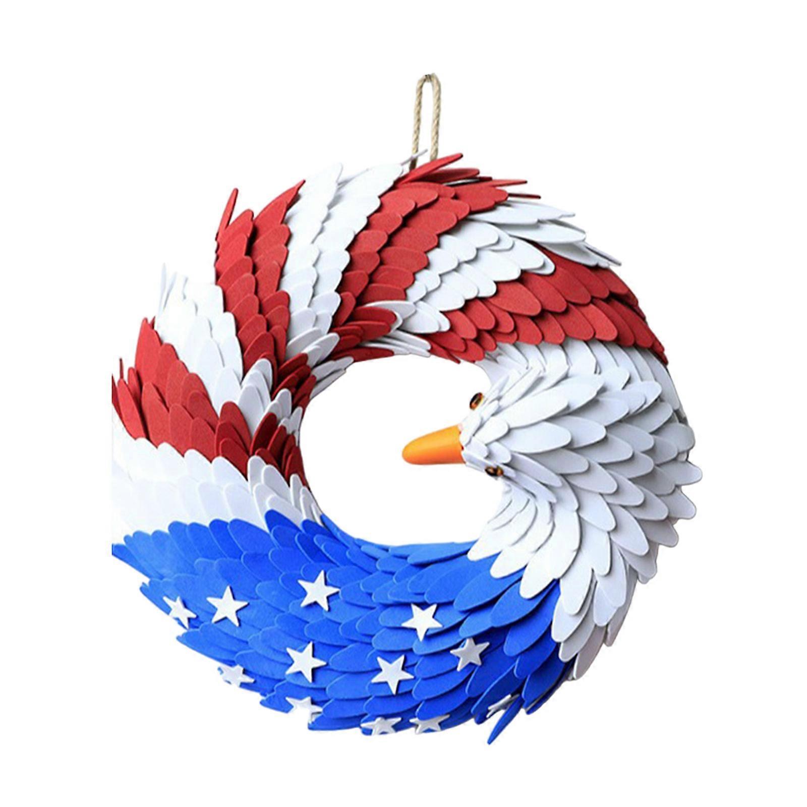 Door Wreath for Independence Day Flag Wreath AllYear Round Front Door Decorations Mounted Wreath for Forth of July