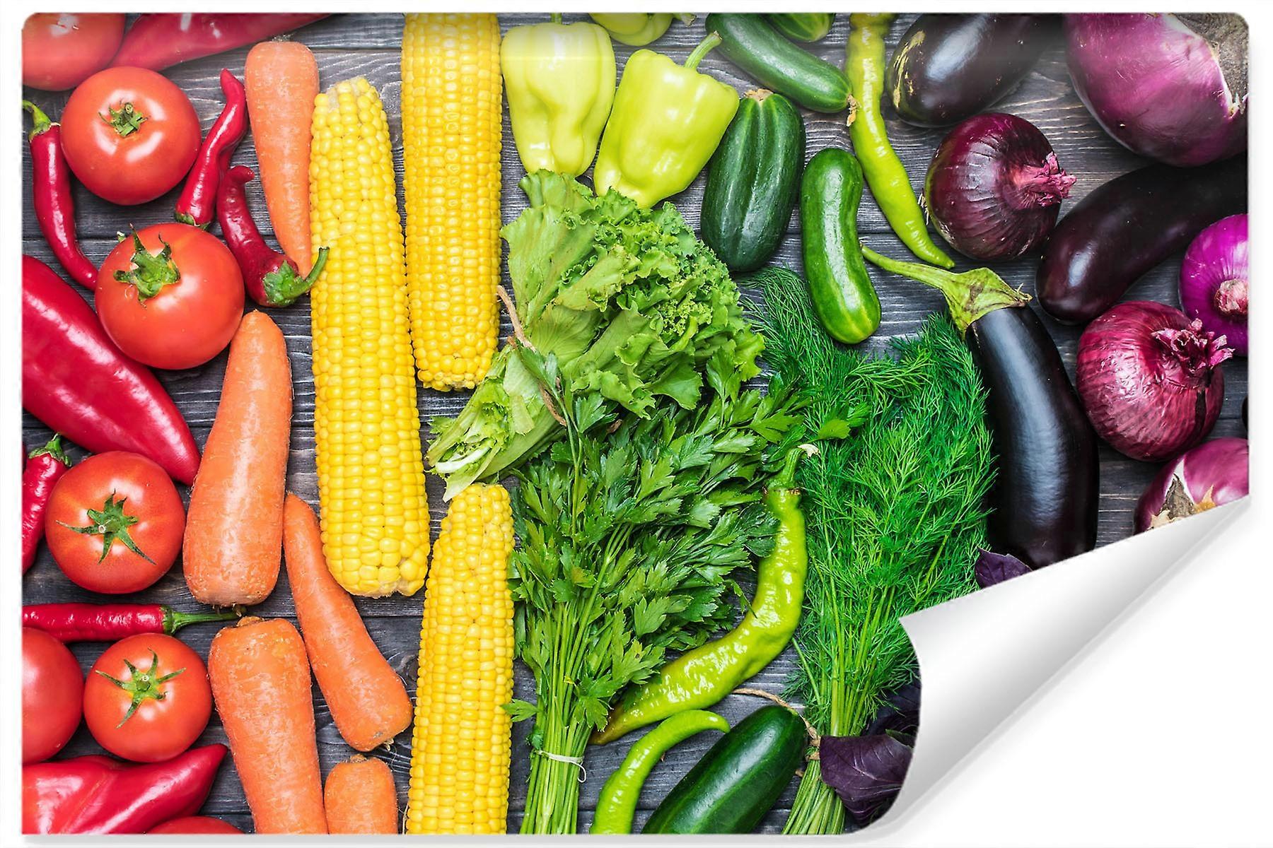 Fotomural para cocina, comedor, verduras de colores, comida