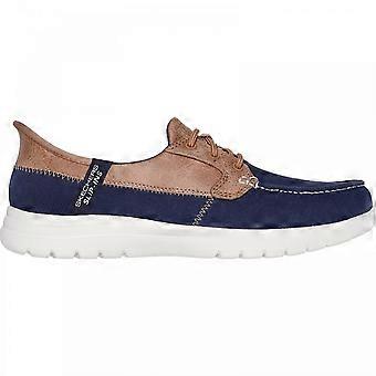 Women's Skechers Palmilla | Navy | Womens Wide Fit Boat Style Shoes