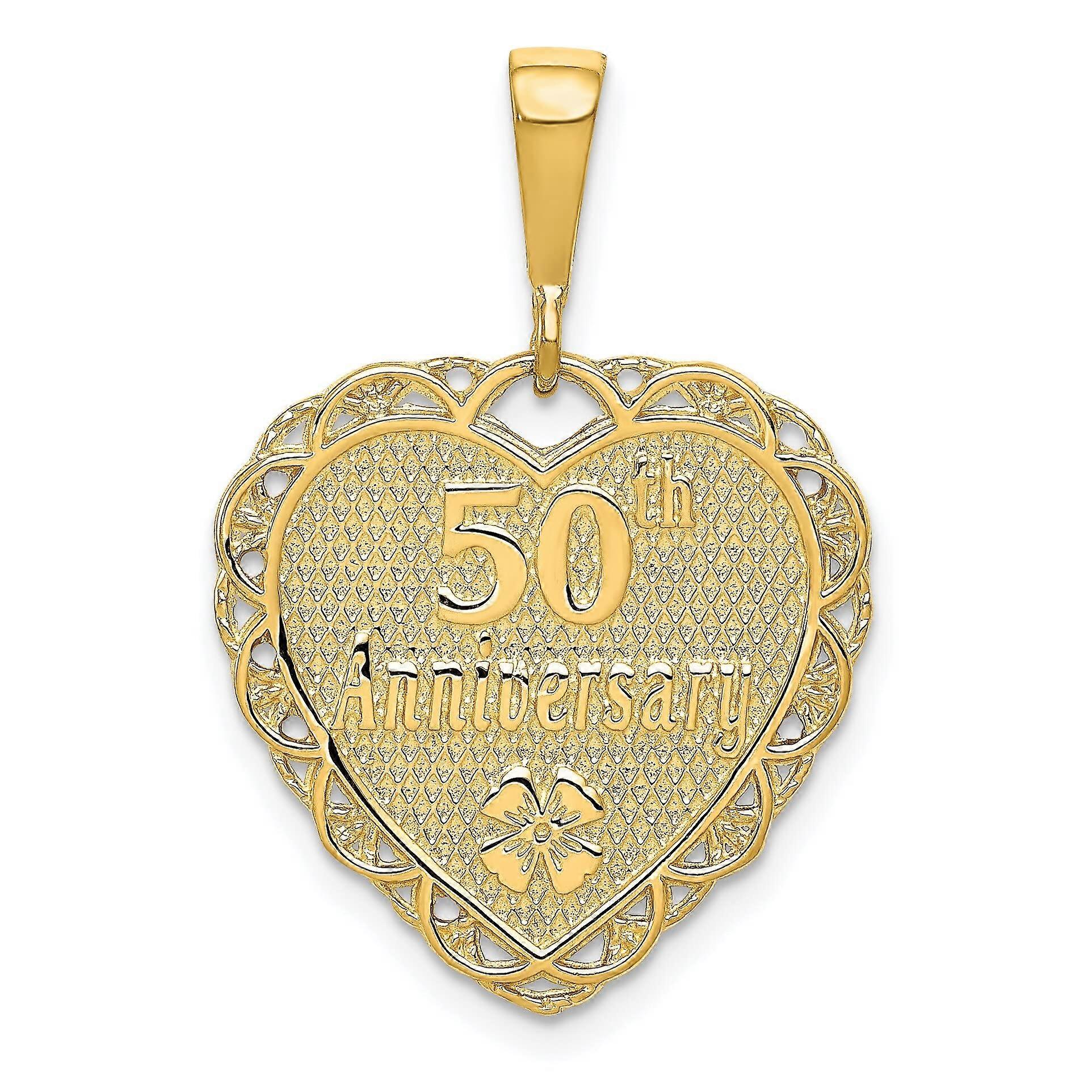 Gold Reversible 50th Anniversary Love Heart Charm For Bracelets And Necklaces Gold Tone Heart Shape