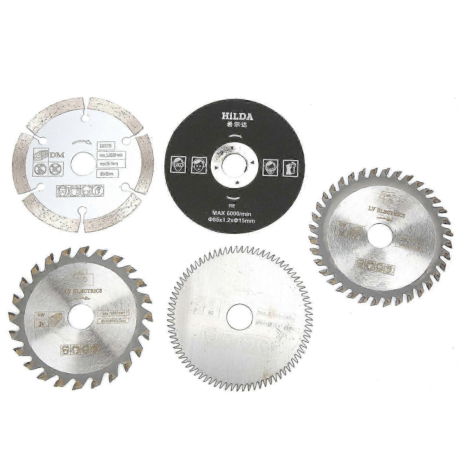 5 stuks 85 mm binnendiameter 15 mm minicarbide cirkelzaagblad voor snijgereedschap