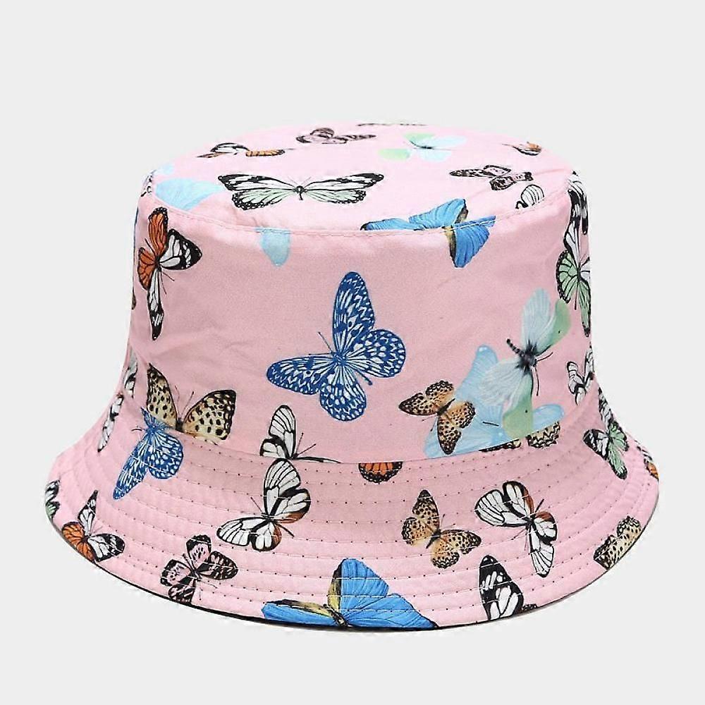 JUSCH Unisex Print Double-Side-Wear Reversible Bucket Hat(pink)