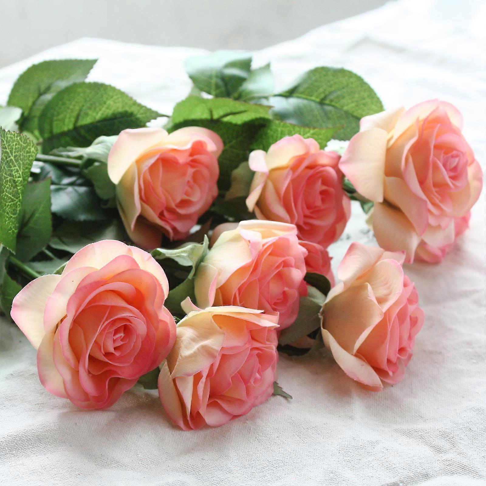 10pcs/set Simulation High-grade Flowers Artificial Latex Real Touch Flower Bridal Bridesmaid Bouquet Roses Home Wedding Decoration