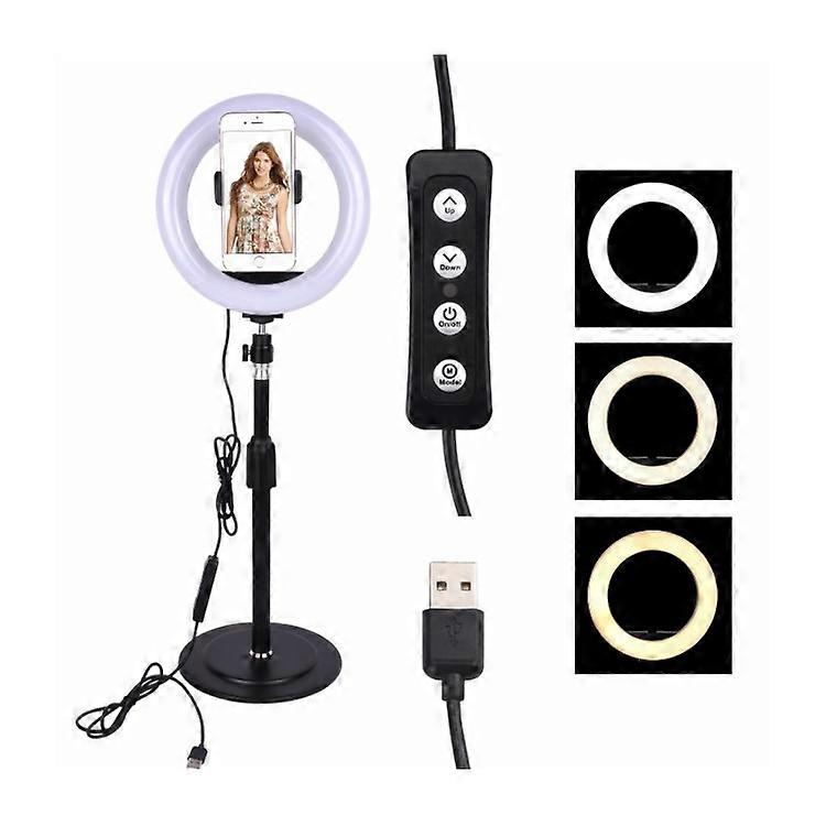 Selfie Flash Anneau Lumière Mobile Phone Holder LED Camera Mount Long Arm USB Stand