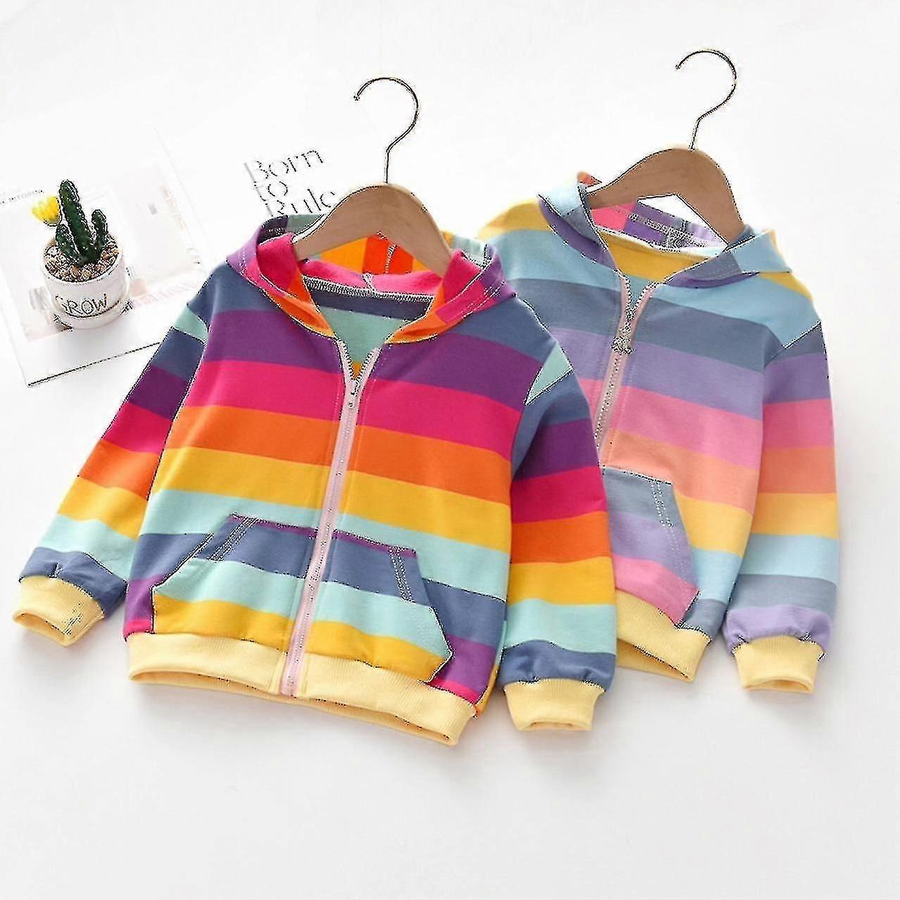 Bluza z kapturem Sweter z długim rękawem Rainbow Jump Top Casual Bluzy z kapturem z kapturem Dla dzieci Girl_y