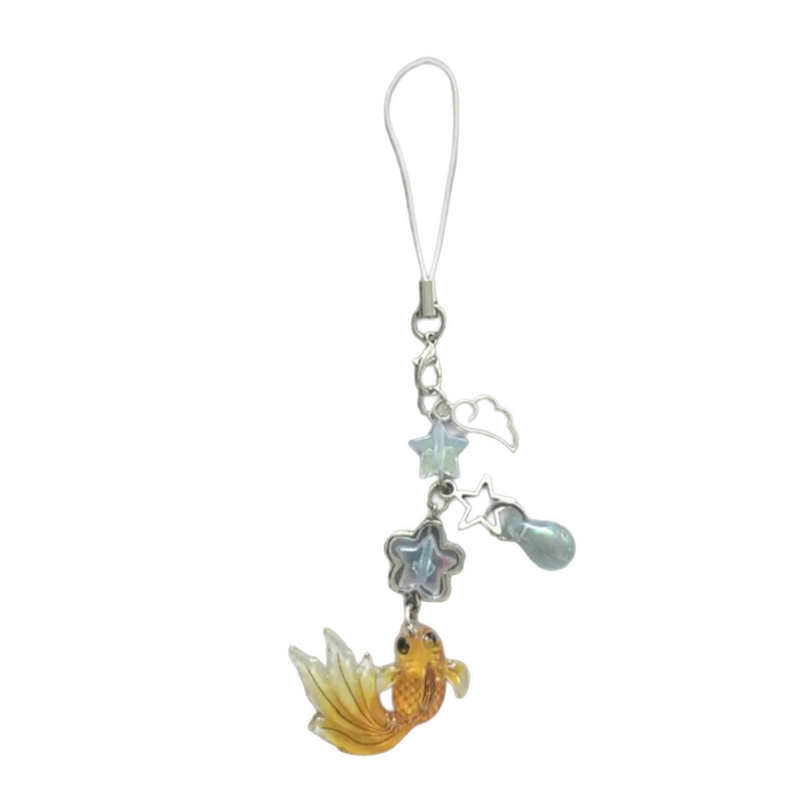 Étoile de poisson coloré perlé Téléphone breloque pendentif fait à la main robuste acrylique accessoire de mode pour un look tendance utilisation quotidienne jaune