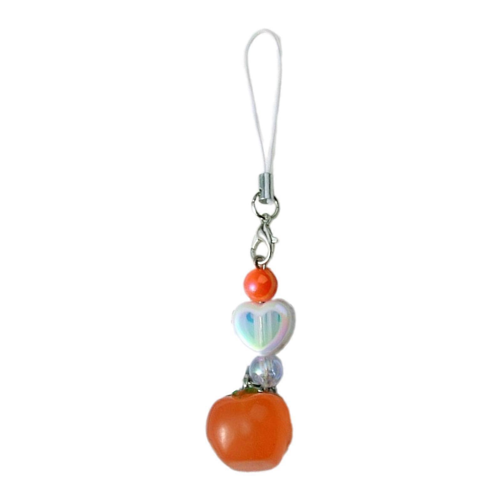 Acrylic Beaded Keychain Handmade Fruit Charm Phone Chain Pendant Colorful Keyring Bag Ornament Stylish Phone Accessory